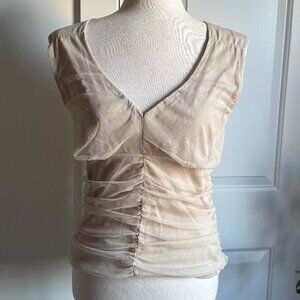 Vintage City DKNY Ruched Mesh Tank Top Cream Color Size 4
